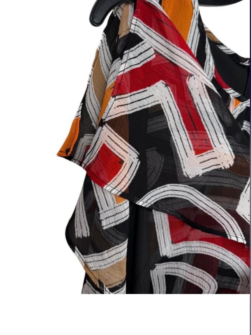 NWT Karl Lagerfeld Paris Abstract Geometric Chiffon Dress Maxi Midi, MSRP $158 - Picture 5 of 12